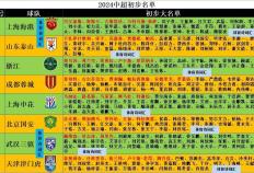 九球体育中超8强，新赛季一线队大名单预测：江汉成港，山花京虎